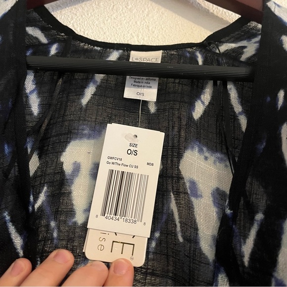NWT L*Space Shibori Seas Go With the Flow Cover Up Kimono One Size Midnight Blue - Picture 8 of 10